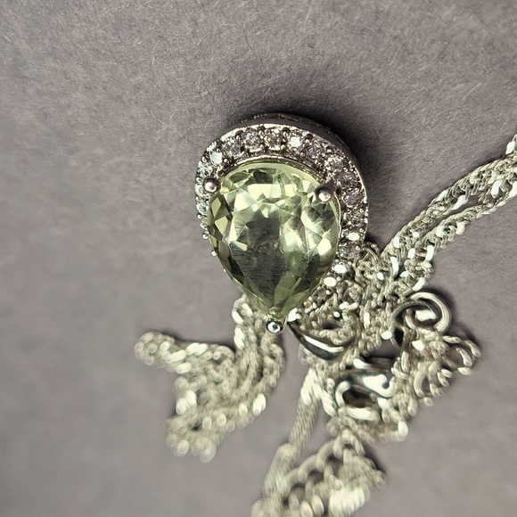 Green Amethyst and White Topaz Pendant Necklace - Picture 3 of 5